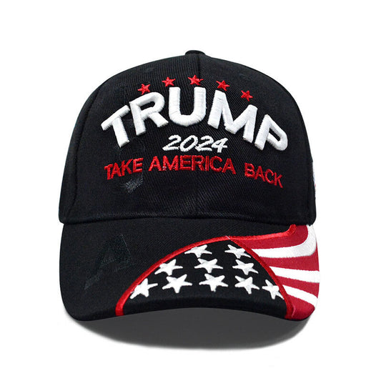 Black Donald Trump 2024 Take America Back HAT Embroidered Cap Adjustable Flat Hat