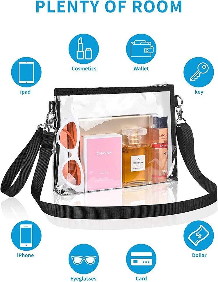 Clear Crossbody Purse Bag Stadium Approved Clear Tote Bag for Work Concert Sport