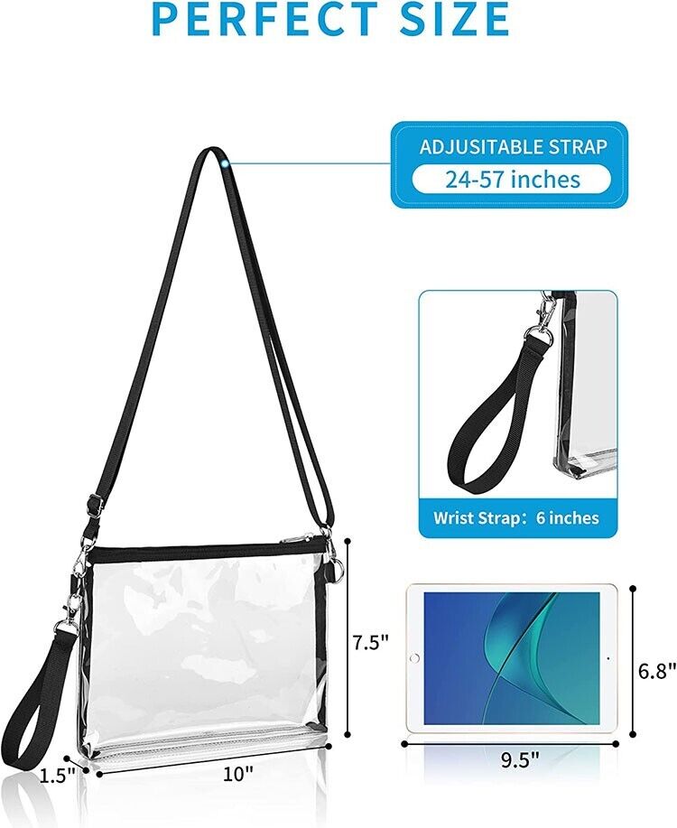 Clear Crossbody Purse Bag Stadium Approved Clear Tote Bag for Work Concert Sport