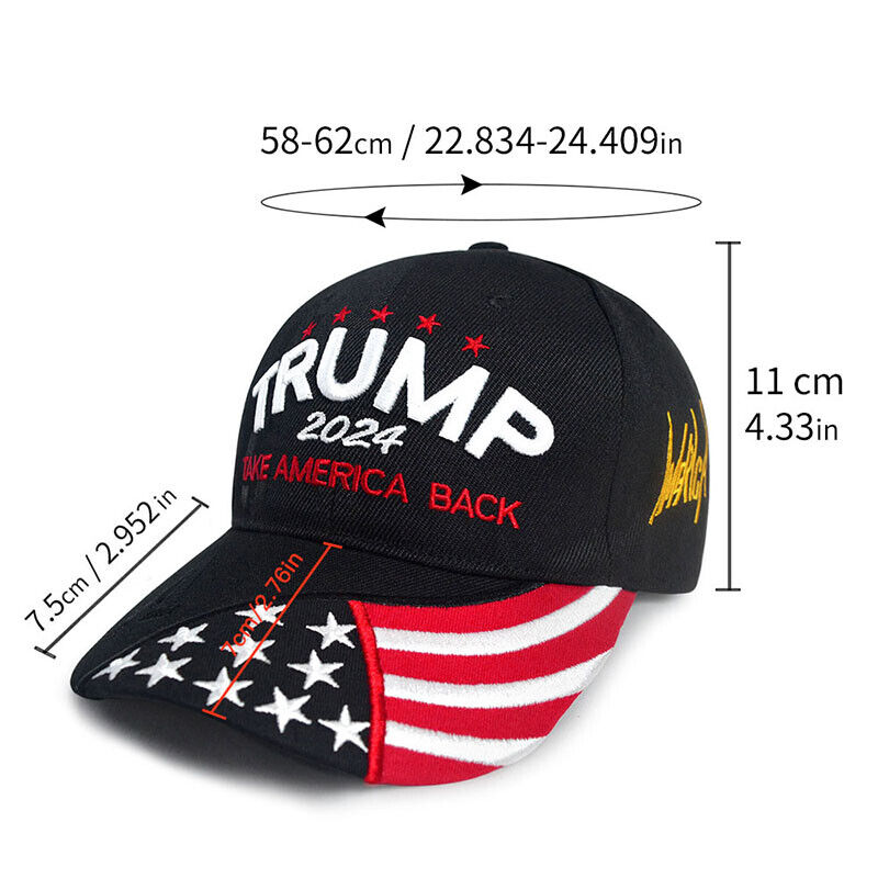 Black Donald Trump 2024 Take America Back HAT Embroidered Cap Adjustable Flat Hat