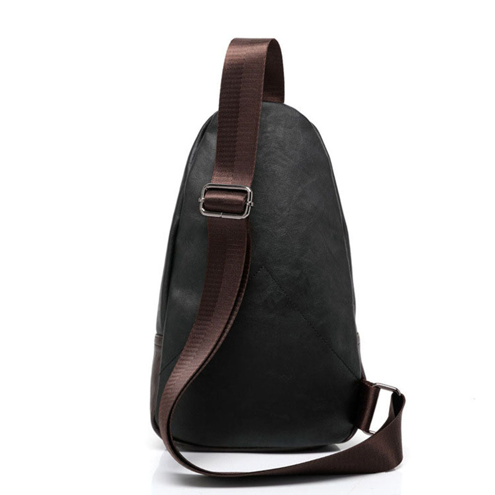 Men's Leather Sling Pack Chest Shoulder Crossbody Bag Backpack Biker Satchel