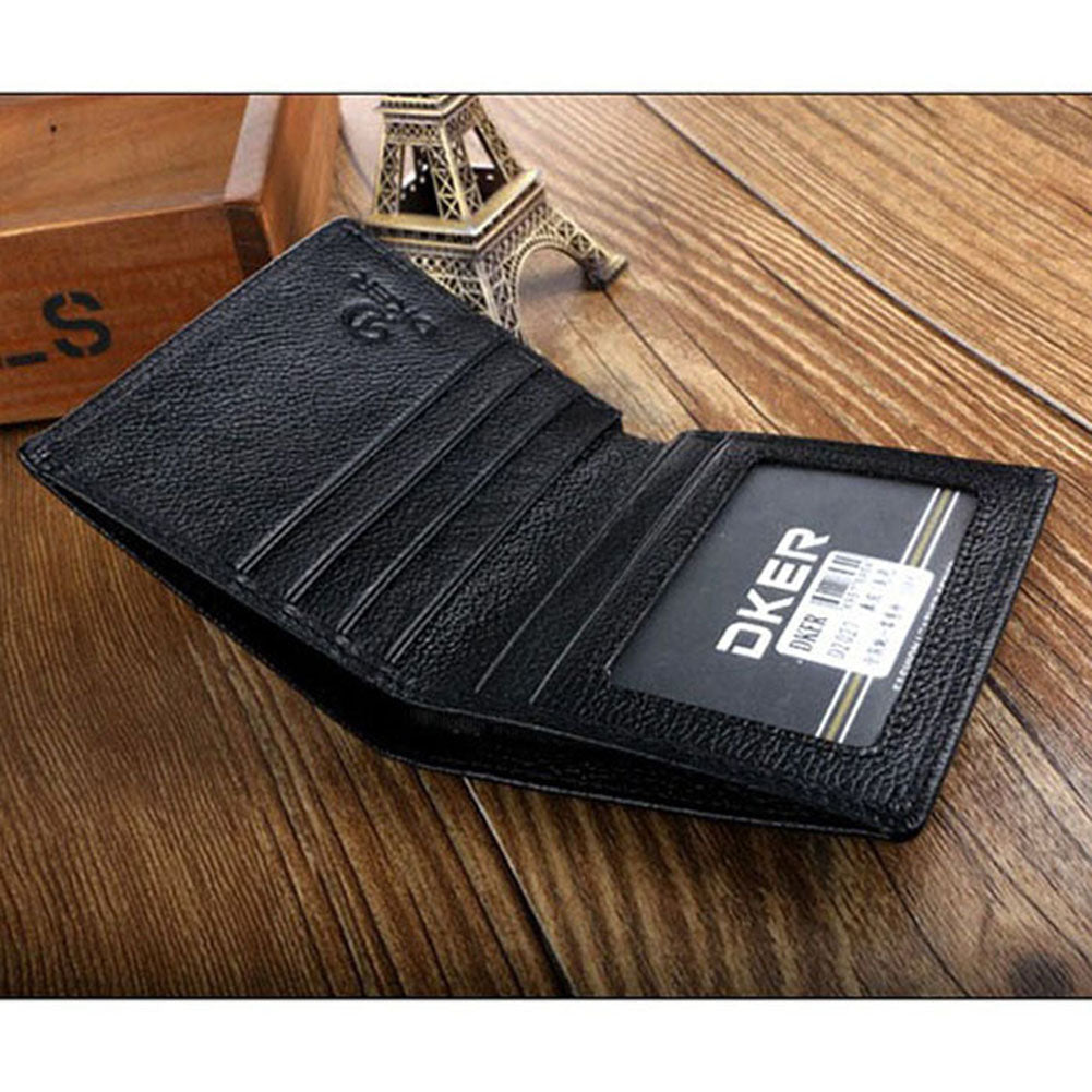 Men's Leather Bifold ID Credit Card Holder Mini Wallet Thin Purse Billfold