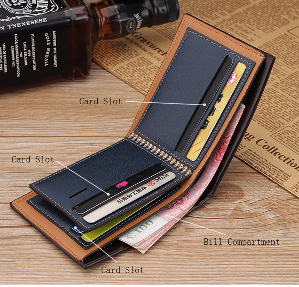 Classic Men's Bifold Leather Credit ID Card Holder Wallet Billfold Purse Clutch