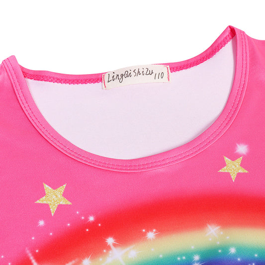 Toddler Girls Rainbow Nightshirt Unicorn Princess Dresses Printed Party Nightie