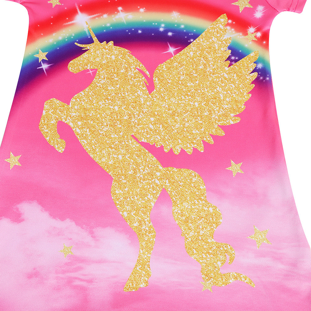 Toddler Girls Rainbow Nightshirt Unicorn Princess Dresses Printed Party Nightie