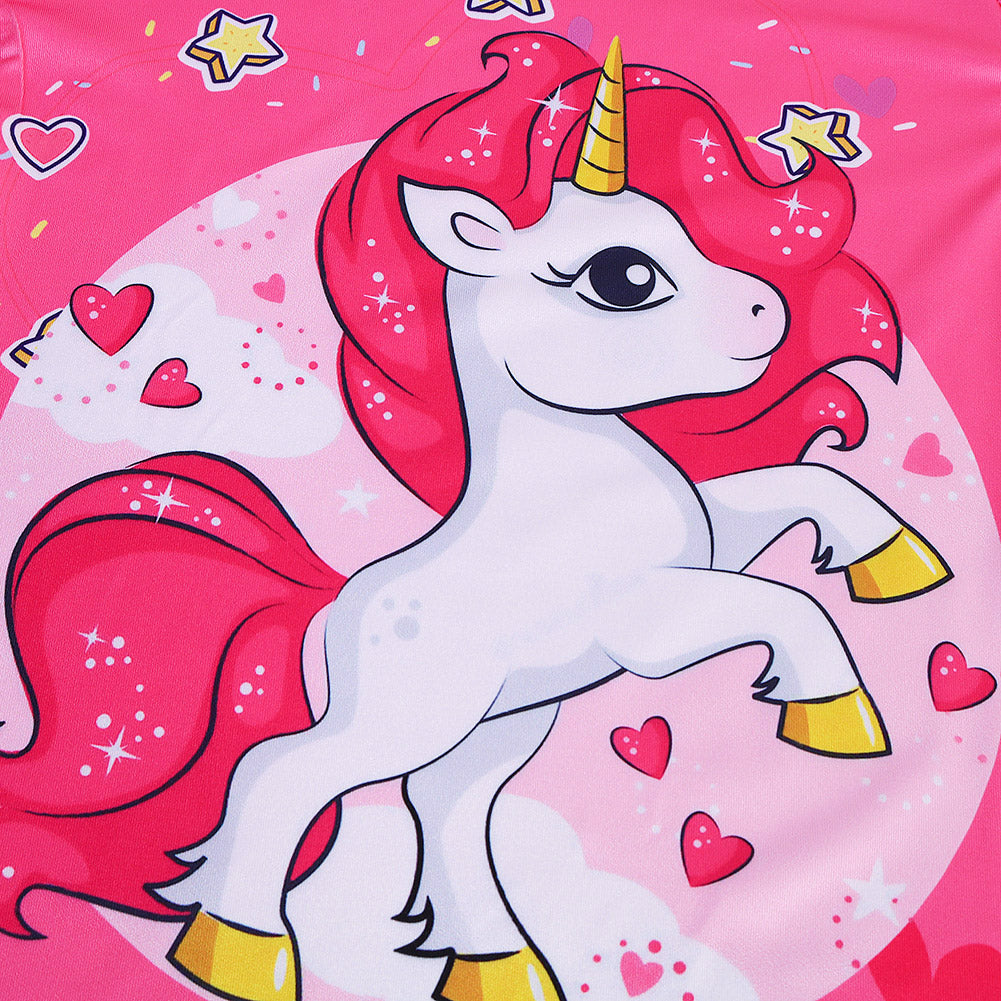 Kid Girls Cotton Nightgowns Short Sleeve Cute Cartoon Print Sleep Shirt Unicorn