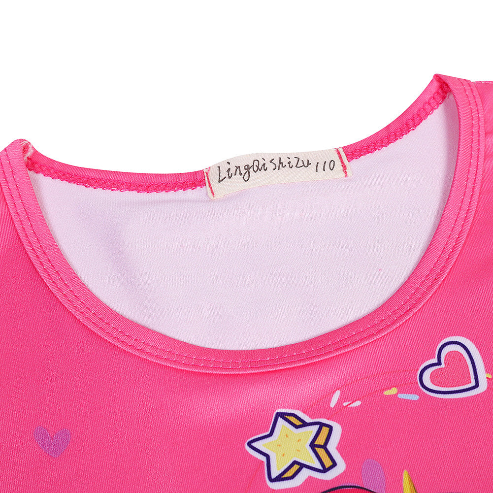 Kid Girls Cotton Nightgowns Short Sleeve Cute Cartoon Print Sleep Shirt Unicorn