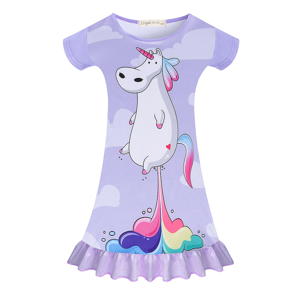 Cute Toddler Girls Unicorn Nightgown Nightshirt Pajamas Nightdress Sleepwear