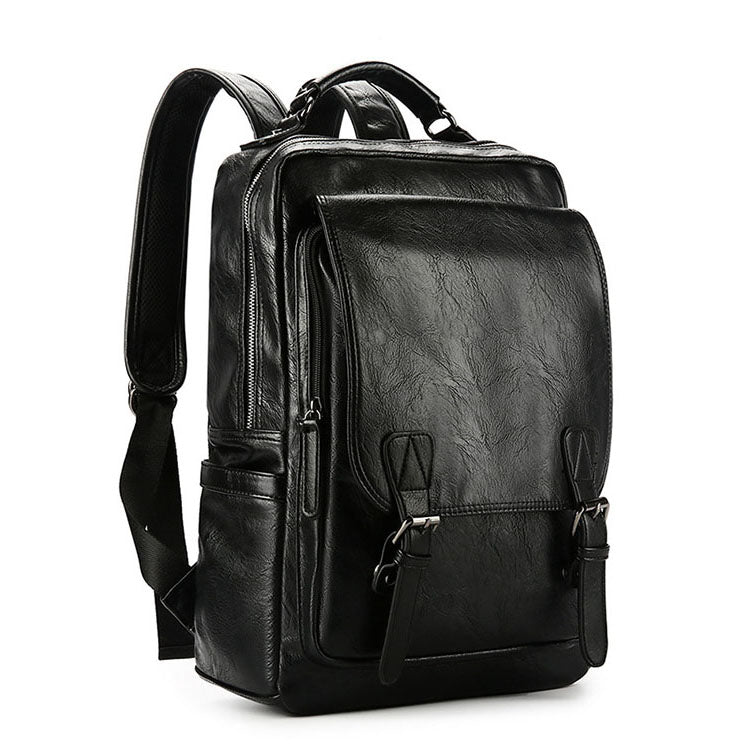 Men's Leather Shoulder Backpack Travel College Laptop Bag Daypack Sport Bookbags