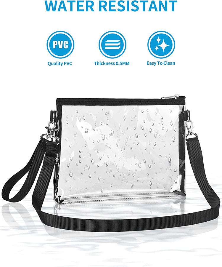 Unisex Clear Crossbody Purse Bag Stadium Approved Bag for Work Concert Sport