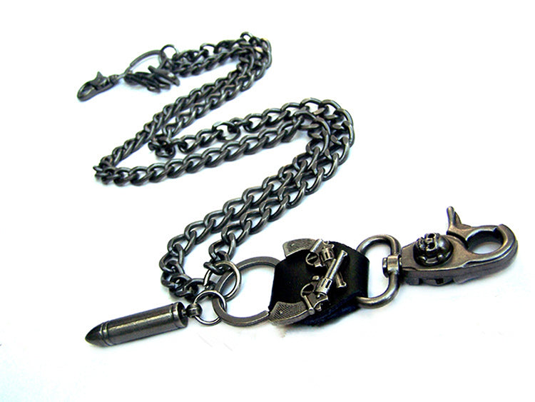 24" Alloy Skull Bullet Strong Heavy Jean Key Chain Leash Wallet Biker Trucker