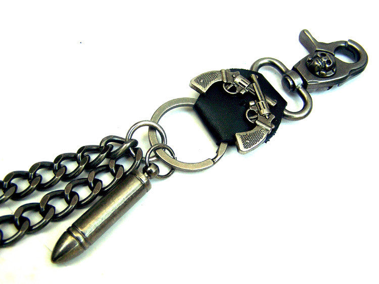 24" Alloy Skull Bullet Strong Heavy Jean Key Chain Leash Wallet Biker Trucker