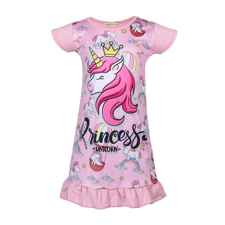 Unicorn Nightgown Princess Pajama Dresses for Girls Sleepwear