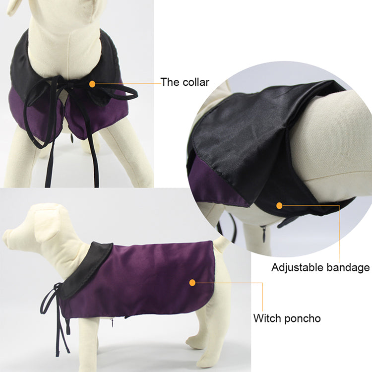 Funny Pet Dog Halloween Party Witch Cape Custome Cat Outfit Clothes Witches Suit