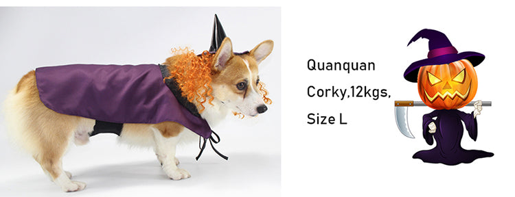 Funny Pet Dog Halloween Party Witch Cape Custome Cat Outfit Clothes Witches Suit