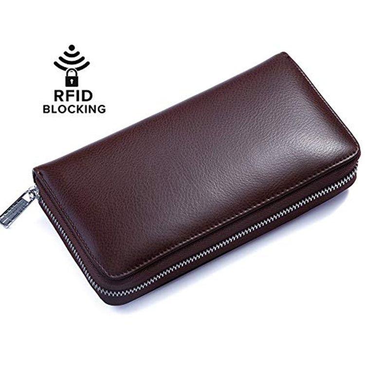 Men's Leather Huge Storage Capacity Credit ID Card Wallet RFID Blocking Wallet