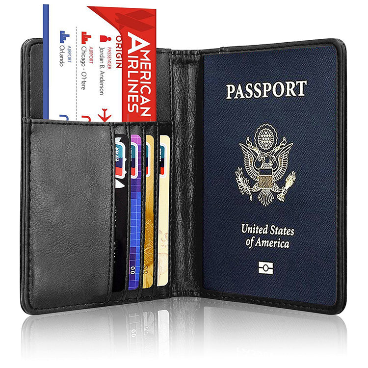 Slim Leather Travel Passport Wallet Holder RFID Blocking ID Card Case Cover US