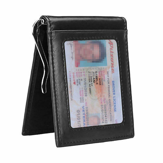 RFID Men's Leather Bifold Front Pocket Wallet Credit ID Card Holder Money Clip