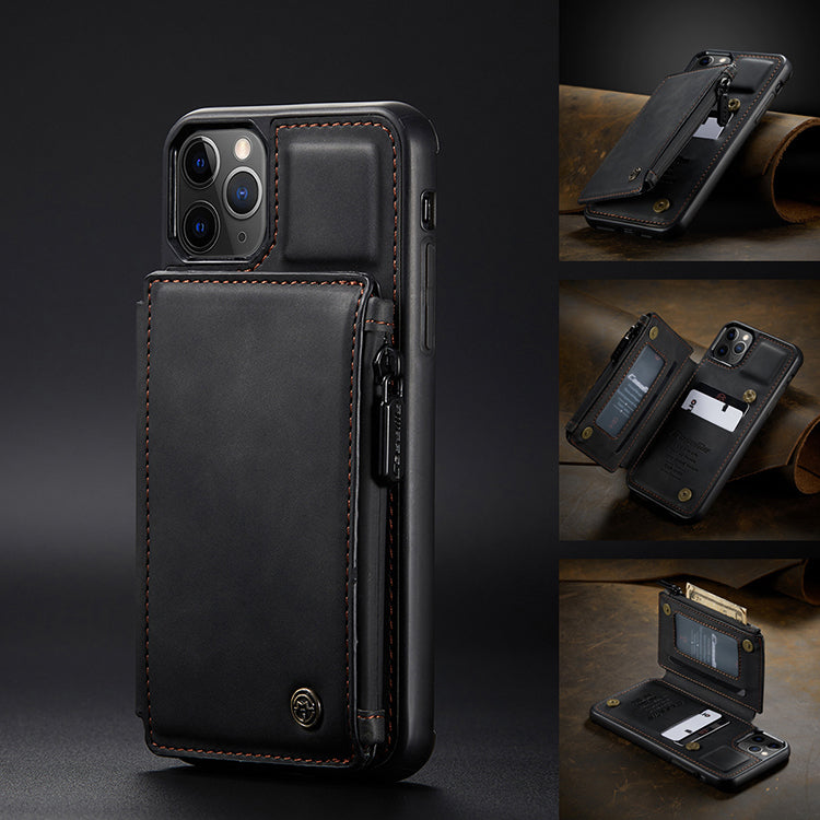 FOR iPhone 13 Pro Max Leather Wallet Zipper Magnet Flip Cover Card Case