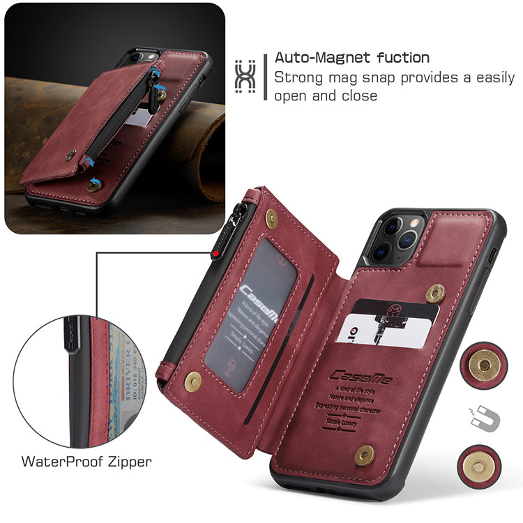 FOR iPhone 13 Pro Max Leather Wallet Zipper Magnet Flip Cover Card Case