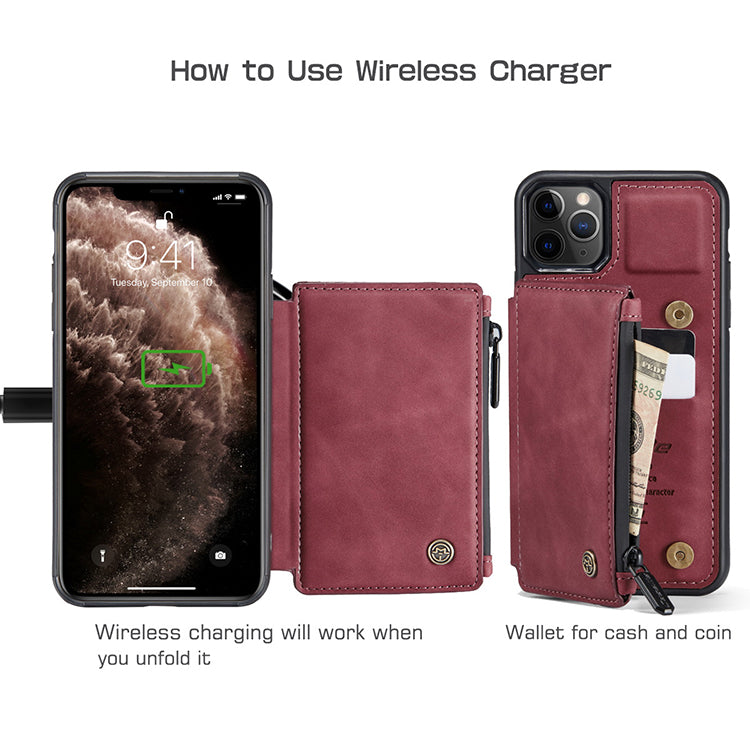 FOR iPhone 13 Pro Max Leather Wallet Zipper Magnet Flip Cover Card Case