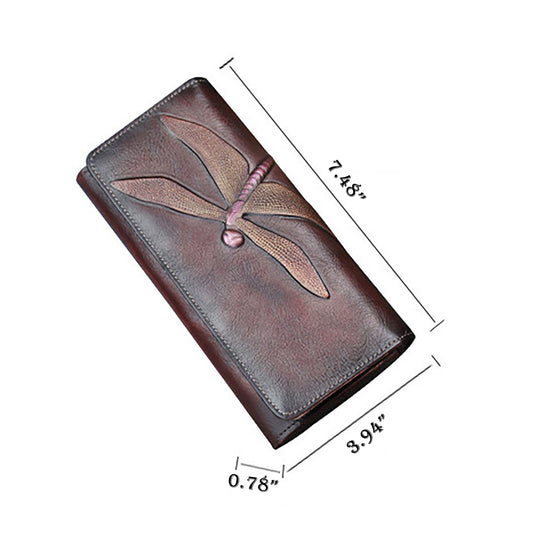 Women's Genuine Leather Credit Card Checkbook Long Wallet Clutch Billfold