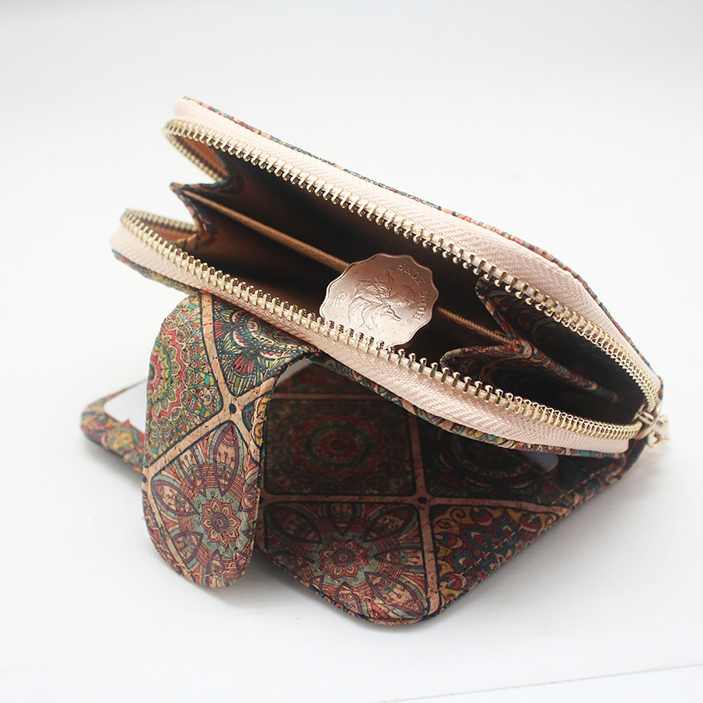 Eco-Friendly Natural Cork Leather Wallet Checkbook Wallet Multi Card Case Clutch