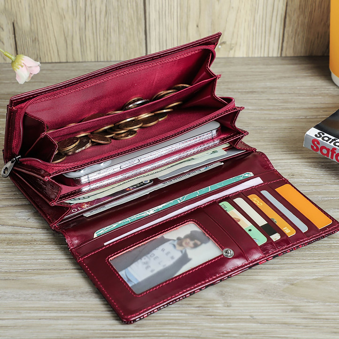 Women's Genuine Leather Wallet Multi Card Case Billfold Long Checkbook Purse