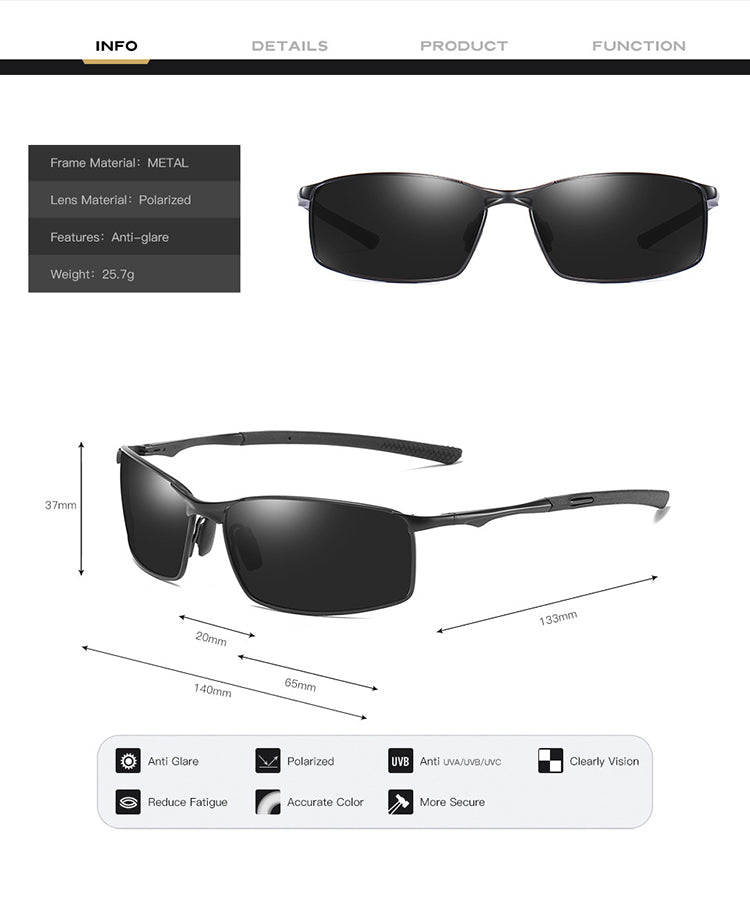 Men Aluminium HD Polarized Photochromic Sunglasses Driving Chameleon Sun Glasses