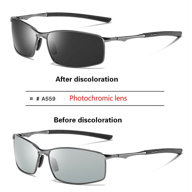 Men Aluminium HD Polarized Photochromic Sunglasses Driving Chameleon Sun Glasses