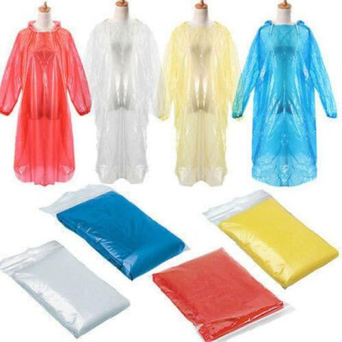 4PCS Unisex Adult Waterproof Raincoat Rain Coat Hooded Jacket Rainwear Camping