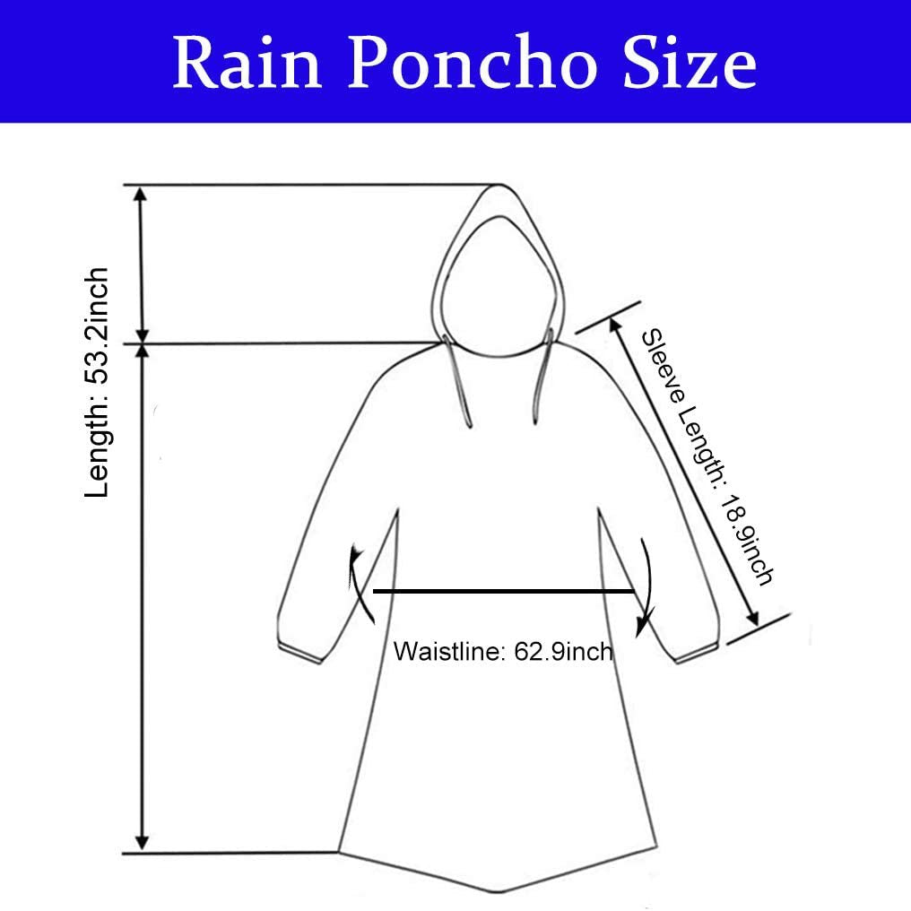 4PCS Unisex Adult Waterproof Raincoat Rain Coat Hooded Jacket Rainwear Camping