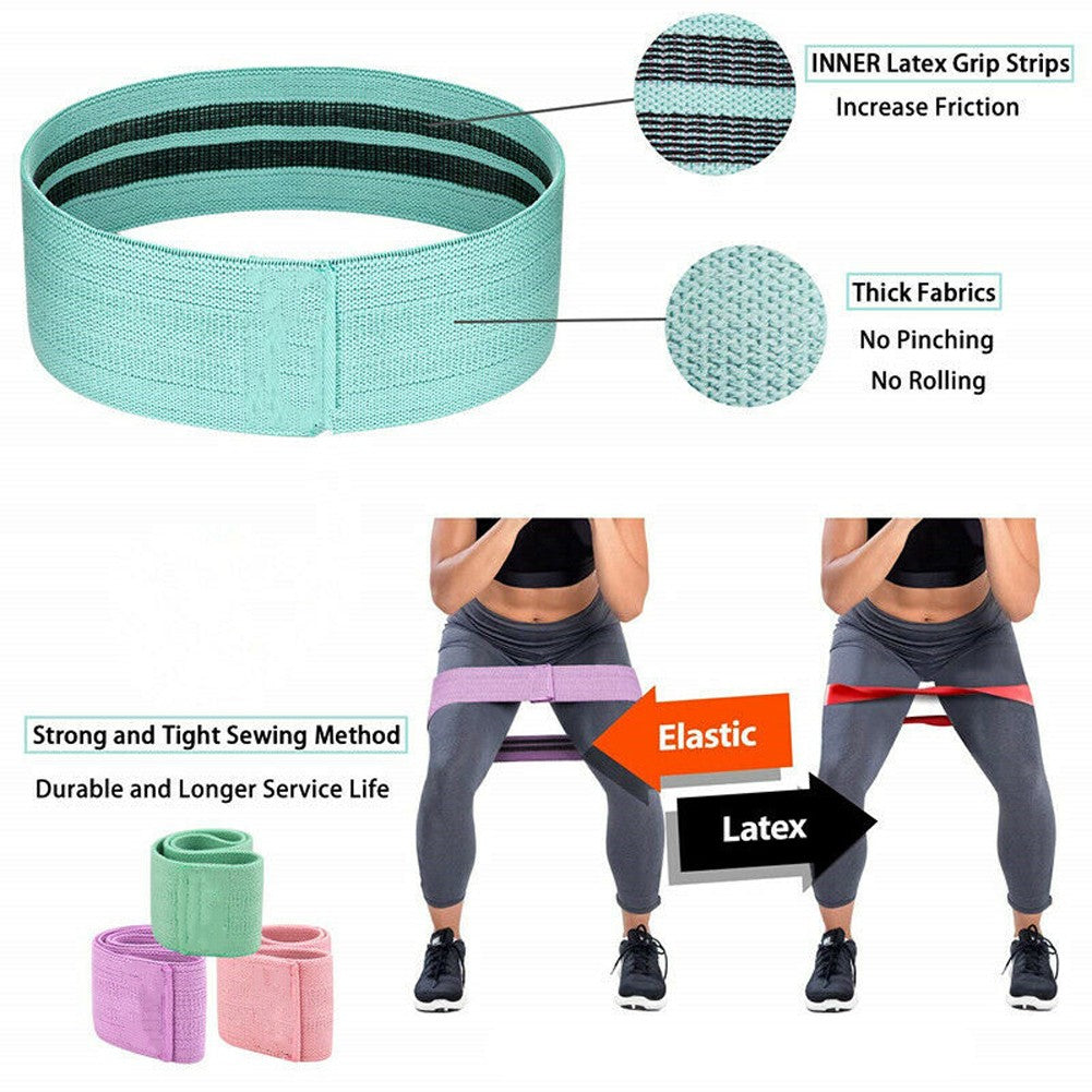 Fabric Resistance Bands Loop Set of 3 Exercise Workout Fitness Yoga Booty Band