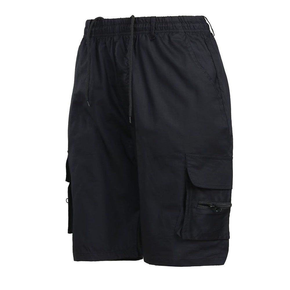 Men Elastic Waist Cargo Shorts Pockets Cotton Combat Work Casual Shorts Pants