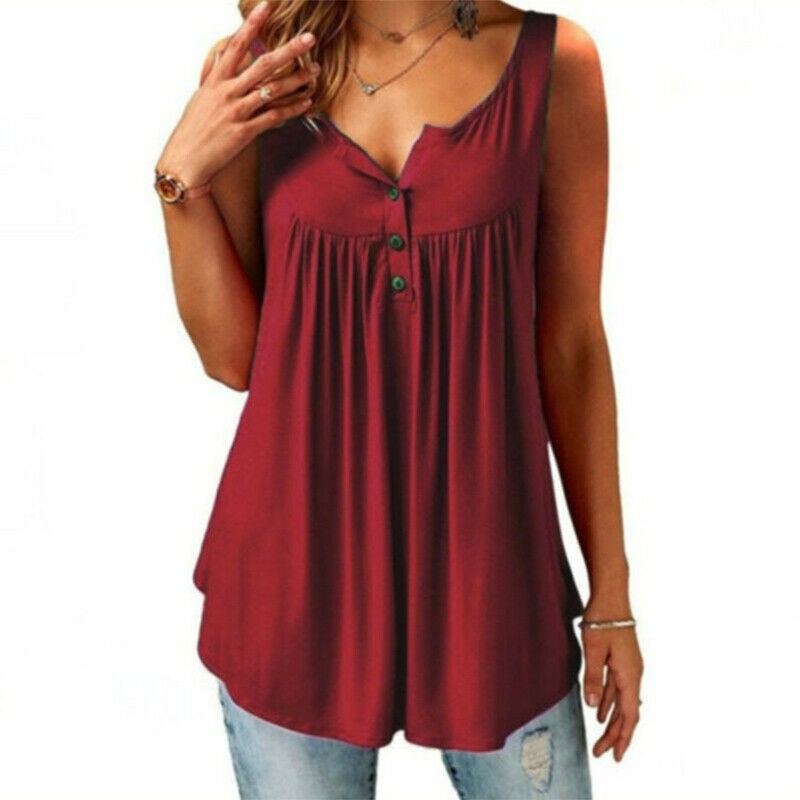 Women Short Sleeve Solid V Neck T-Shirt Blouse Summer Casual Tee Tops Plus Size