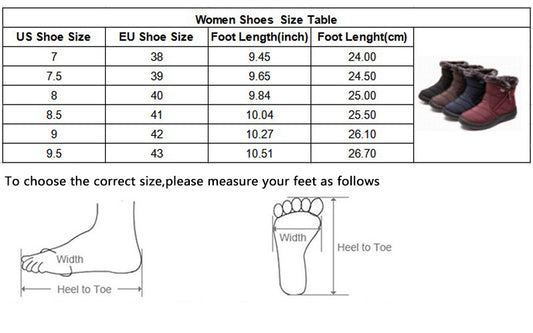 Womens Winter Warm Fur Lining Ankle Boots Ladies Flat Slip On Waterproof Shoes