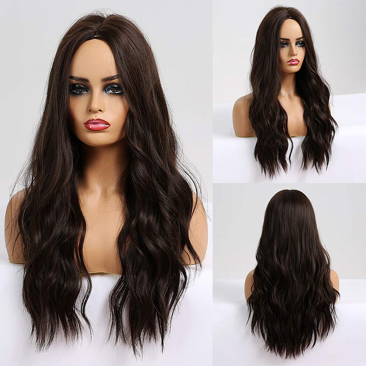 26" Long Brown Wigs for Women Natural Wavy Heat Resistant Fiber Synthetic Wigs