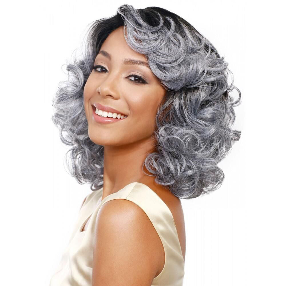 Mixed Gray Women's Bob Synthetic Heat Resistant Curly Wigs Party Cosplay Daily