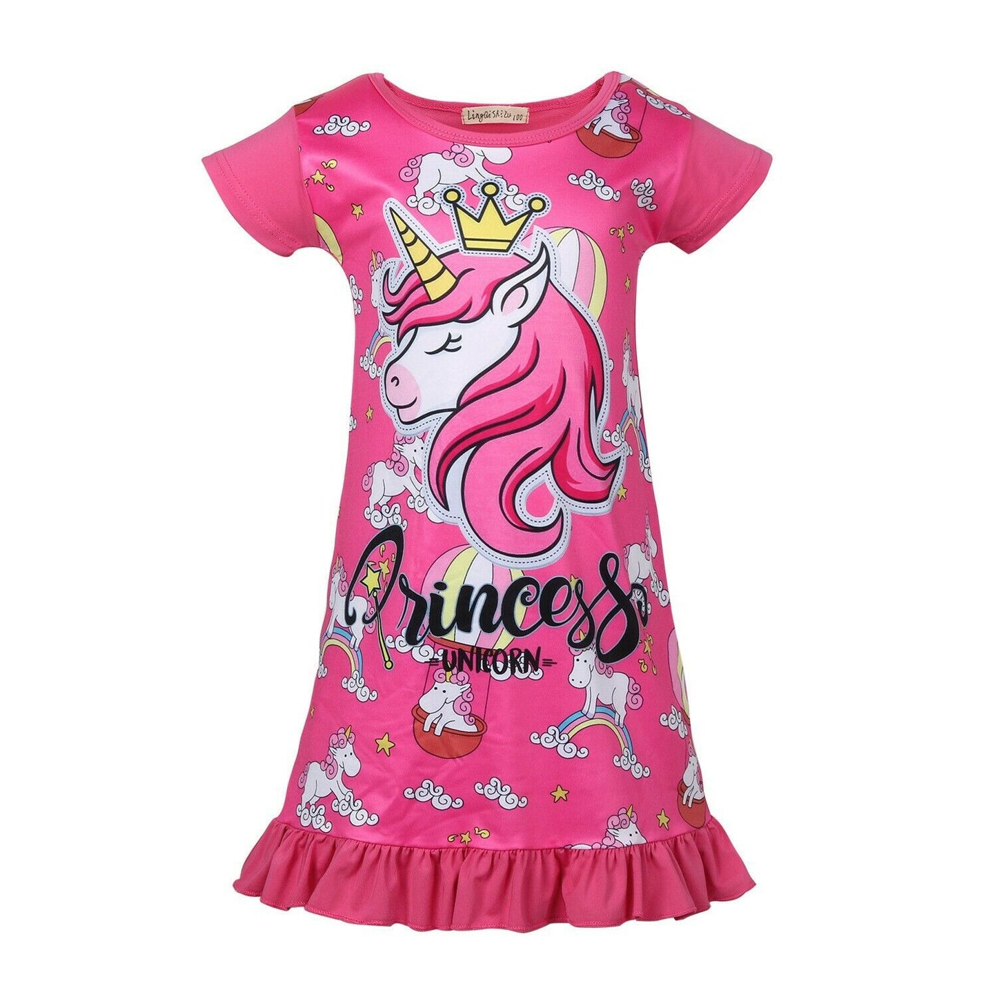 Unicorn Nightgown Princess Pajama Dresses for Girls Sleepwear