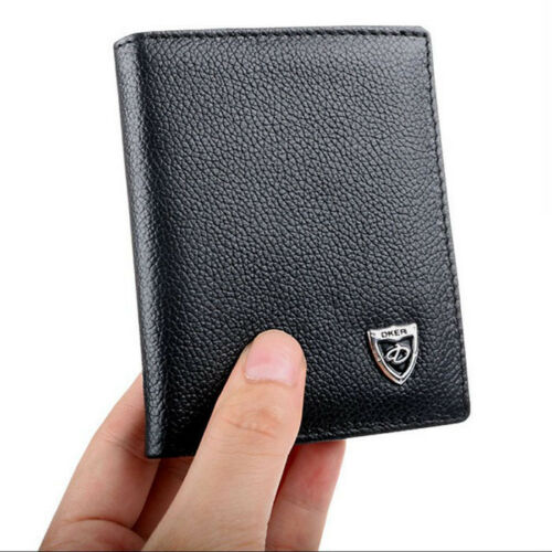 Men's Leather Bifold ID Credit Card Holder Mini Wallet Thin Purse Billfold