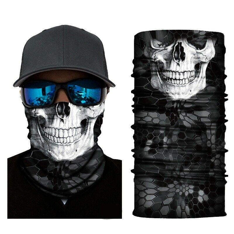 9pcs Skulls Sun Shield Mask Neck Gaiter BlacHeadband Bandana Du Rag Fishing Cap