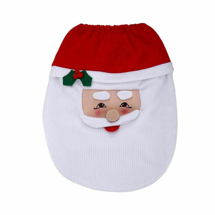 Merry Christmas Toilet Seat & Cover Santa Claus Bathroom Mat Christmas Home Deco