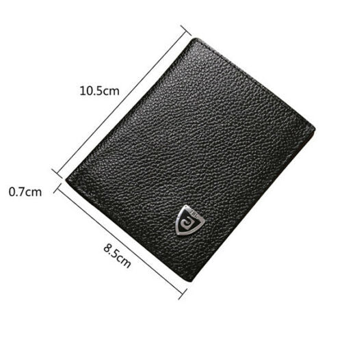 Men's Leather Bifold ID Credit Card Holder Mini Wallet Thin Purse Billfold