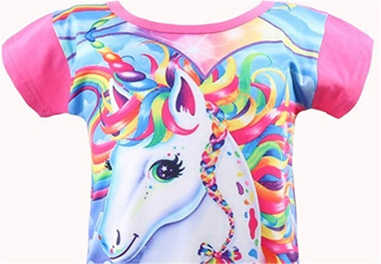 Toddler Girls Rainbow Nightshirt Nightie Princess Dresses Unicorn Printed Party