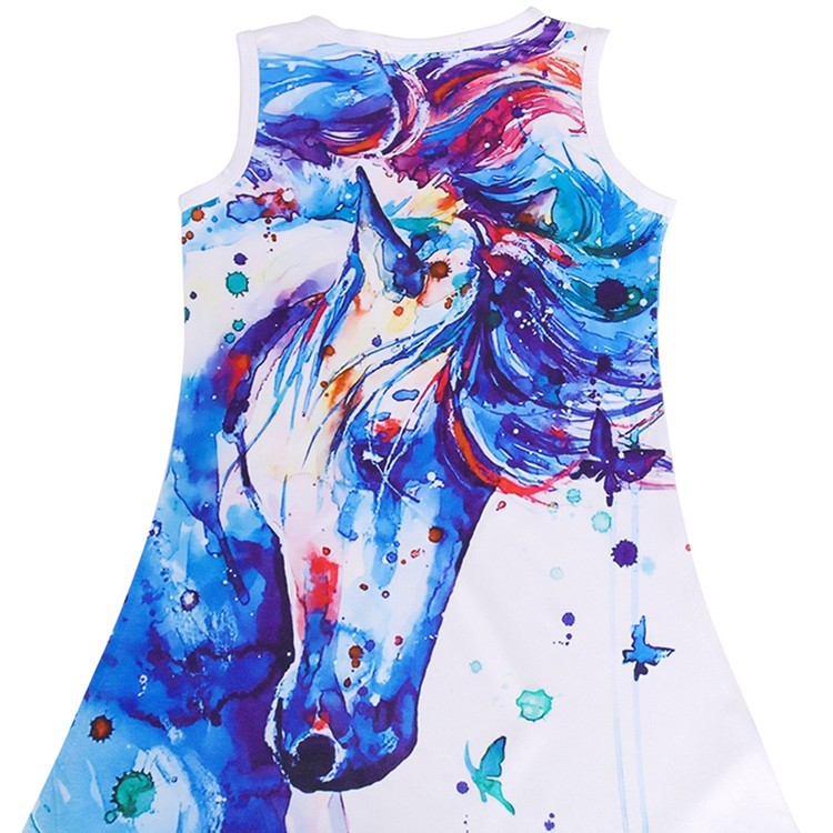 One piece Unicorn Toddler Girls Sleeveless Princess Skirt Dresses White