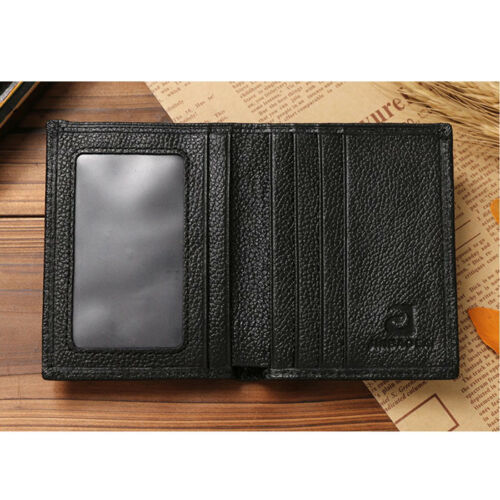 Men's Leather Bifold ID Credit Card Holder Mini Wallet Thin Purse Billfold