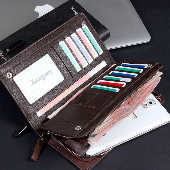 Men's Bifold Leather Coin Multi Card Holder Purse Long Wallet Clutch Billfold