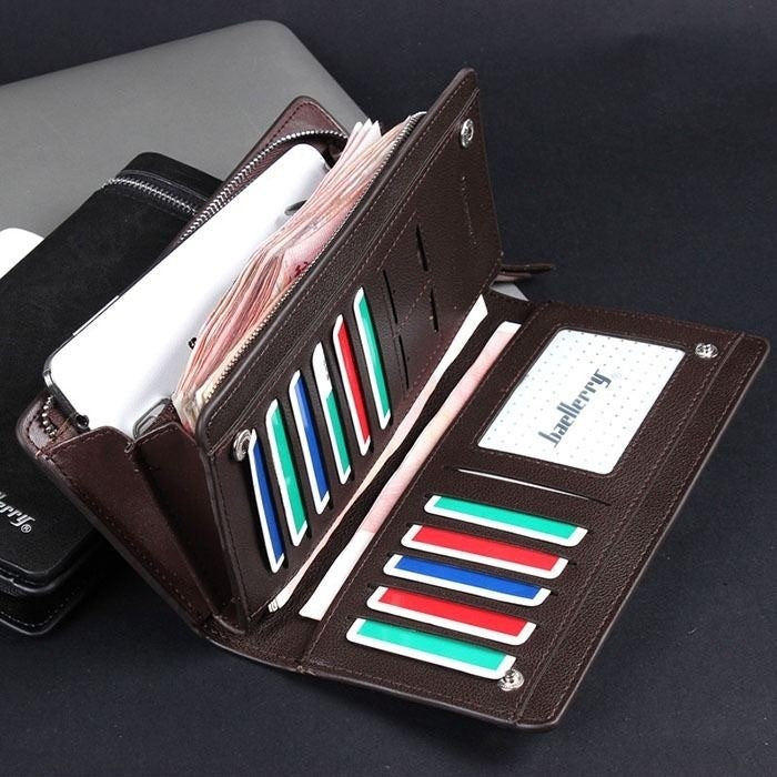 Men's Bifold Leather Coin Multi Card Holder Purse Long Wallet Clutch Billfold