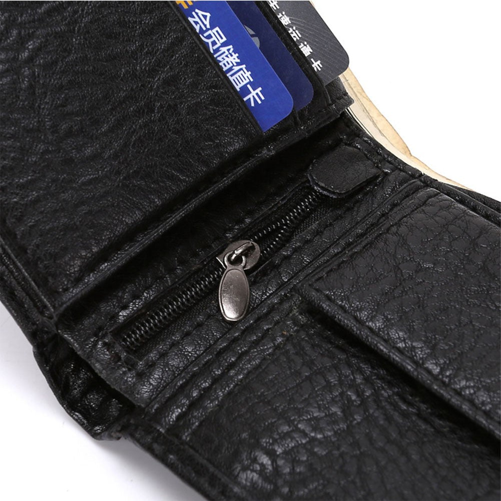 Fashion Men's Leather Bifold ID Card Holder Wallet Purse with Flap Coin Pocket