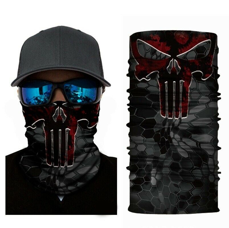 9pcs Skulls Sun Shield Mask Neck Gaiter BlacHeadband Bandana Du Rag Fishing Cap